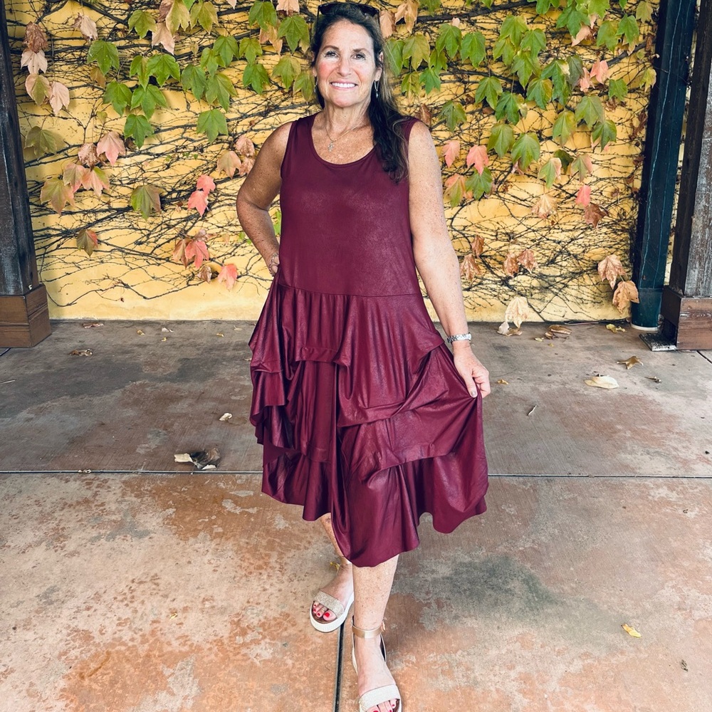 Kozan wine knit gathered tank dress XS. NWT
